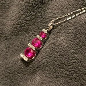 STUNNING Sterling Silver and Lab Ruby Necklace 🌹